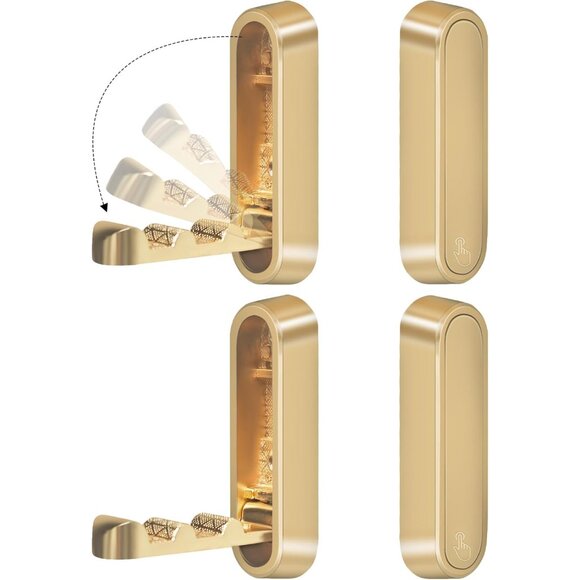 Other - 4PCS Foldable Gold Wall Hooks, Heavy Duty Zinc Alloy Folding Wall Hooks, Folding